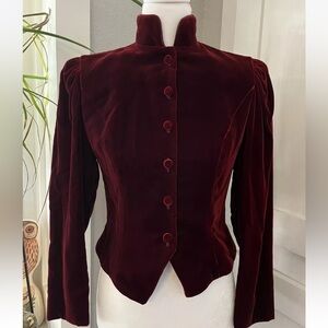 Vtg 80’s Gloria Sachs Maroon Victorian Velvet Blazer Halloween Christmas Jacket
